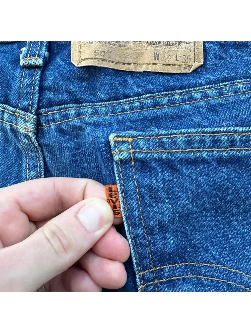 VTG Levis 505 Jeans 42x30 Orange Tab 90s 80s Made in USA 501 Tag Act 40x28